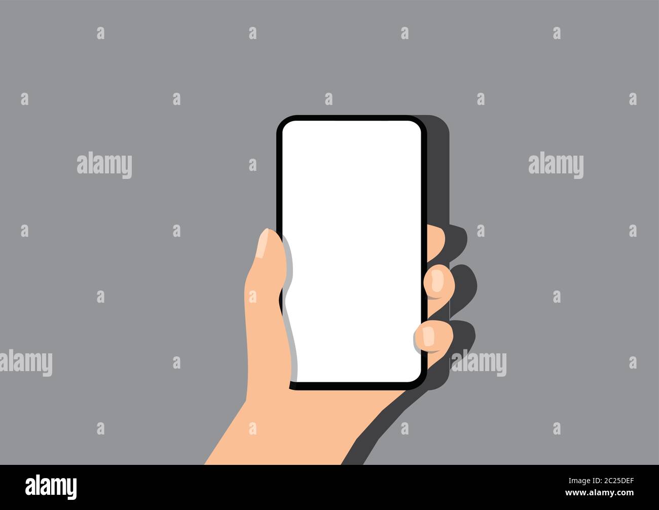 Hand holding a smartphone with a white screen Stock Vector Image & Art ...