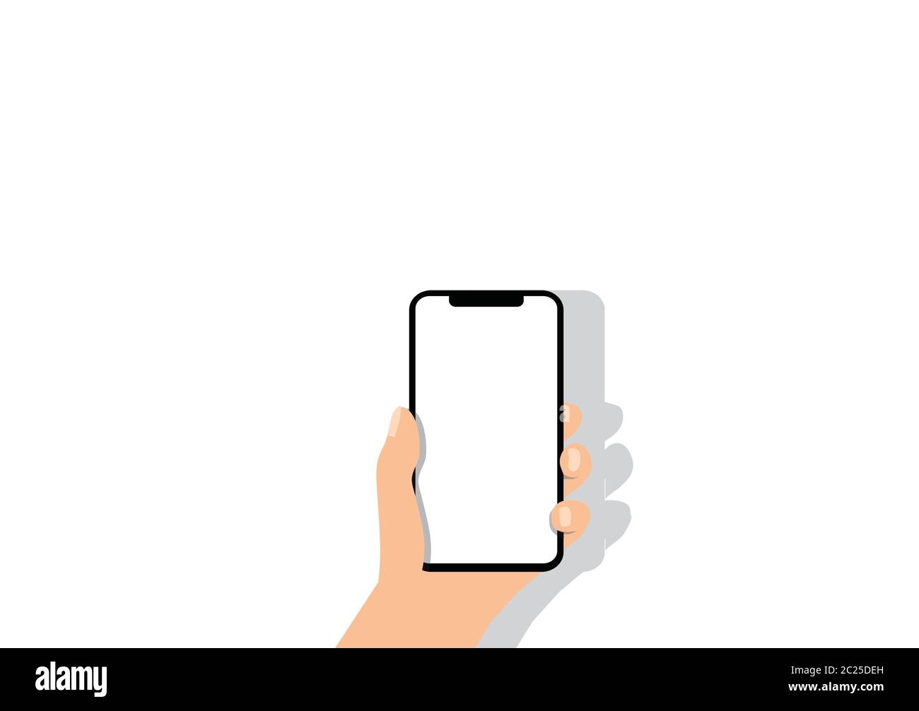 Hand holding a smartphone with a white screen Stock Vector Image & Art ...