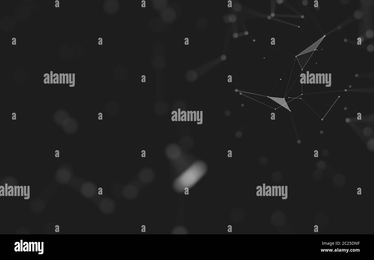 Abstract background. Molecules technology with polygonal shapes, connecting dots and lines. Connection structure. Big data visualization. Stock Photo