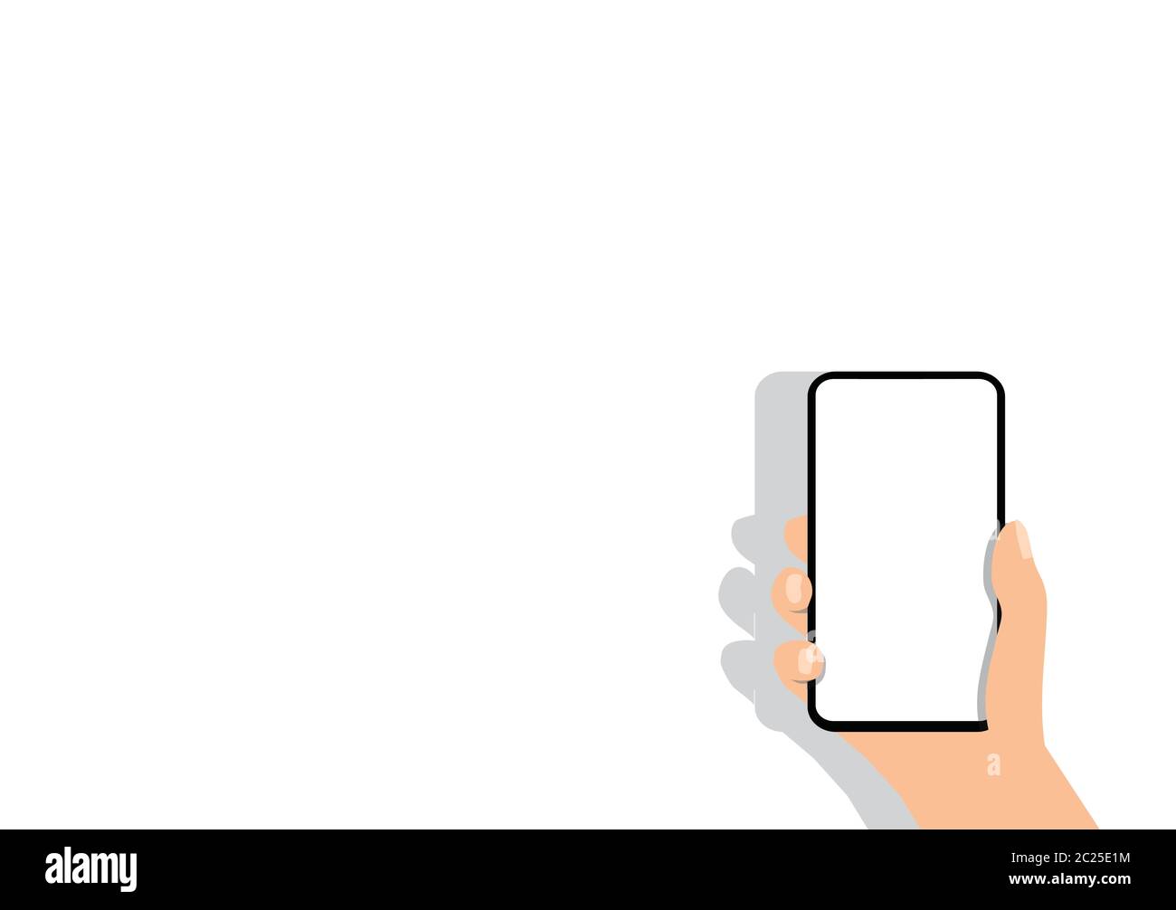 Hand holding a smartphone with a white screen Stock Vector Image & Art ...