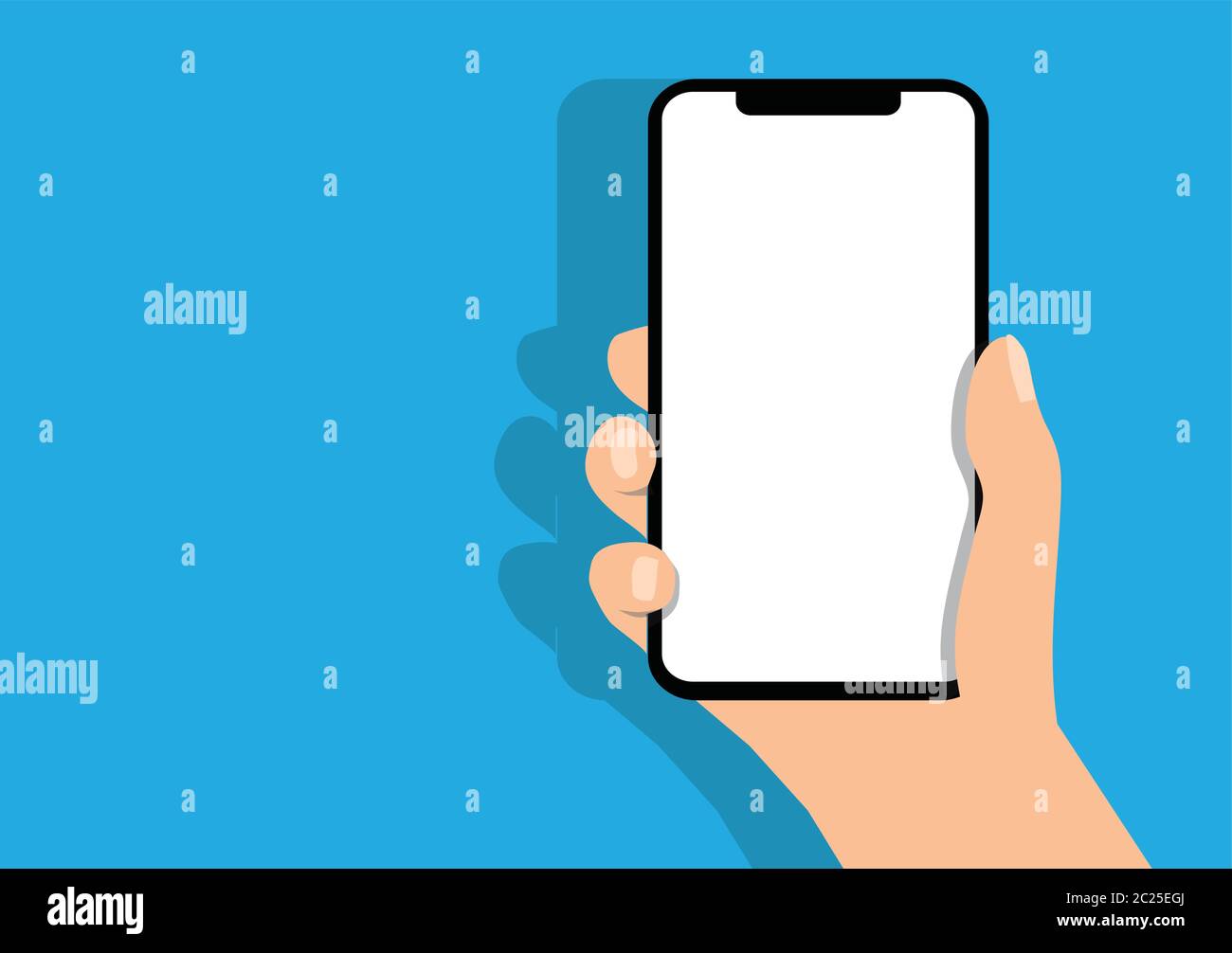Hand holding a smartphone with a white screen Stock Vector Image & Art ...