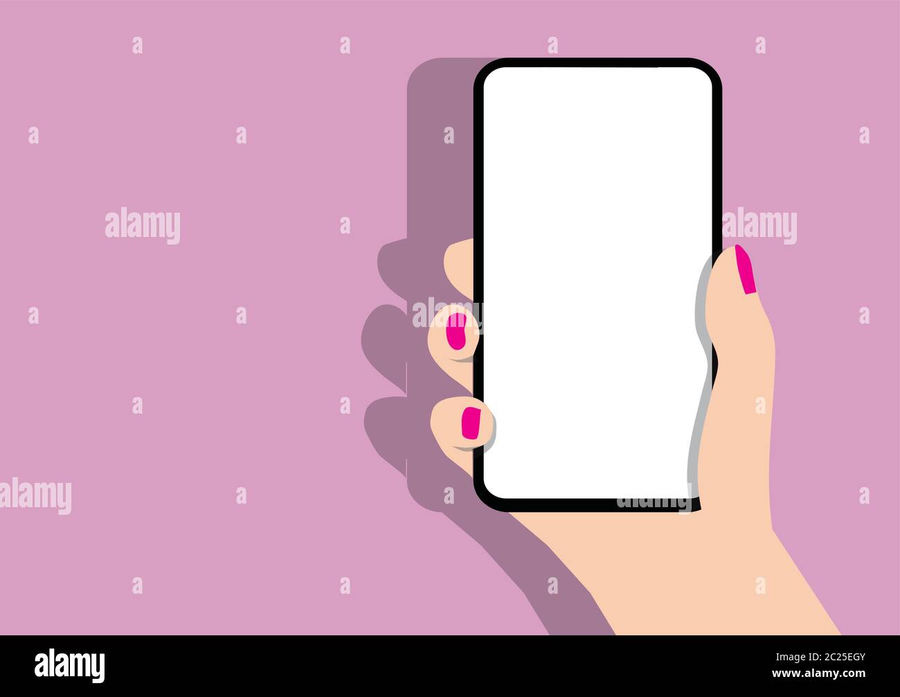 Hand holding a smartphone with a white screen Stock Vector Image & Art ...