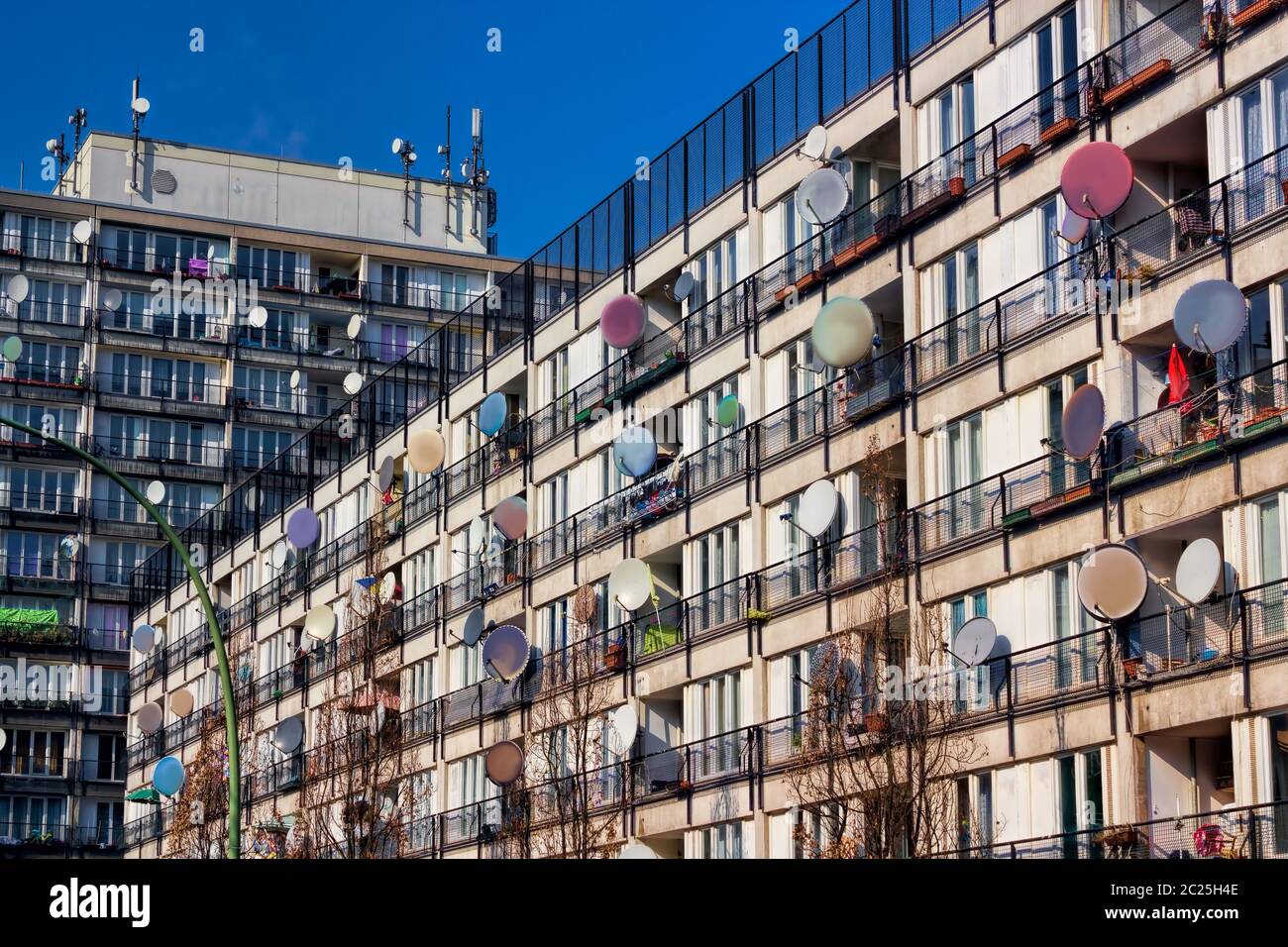 Social housing with satellite dishes in Berlin Schöneberg, Germany Stock Photo