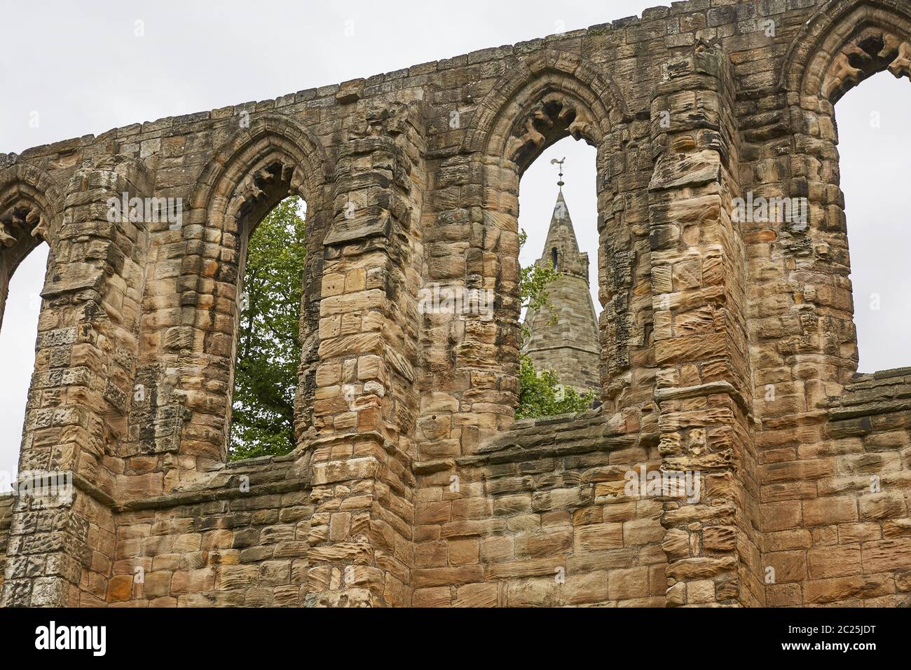 Medieval Romanesque monastery and Benedictine cemetery in the Scottish town of Dunfermline in Fife. Stock Photo