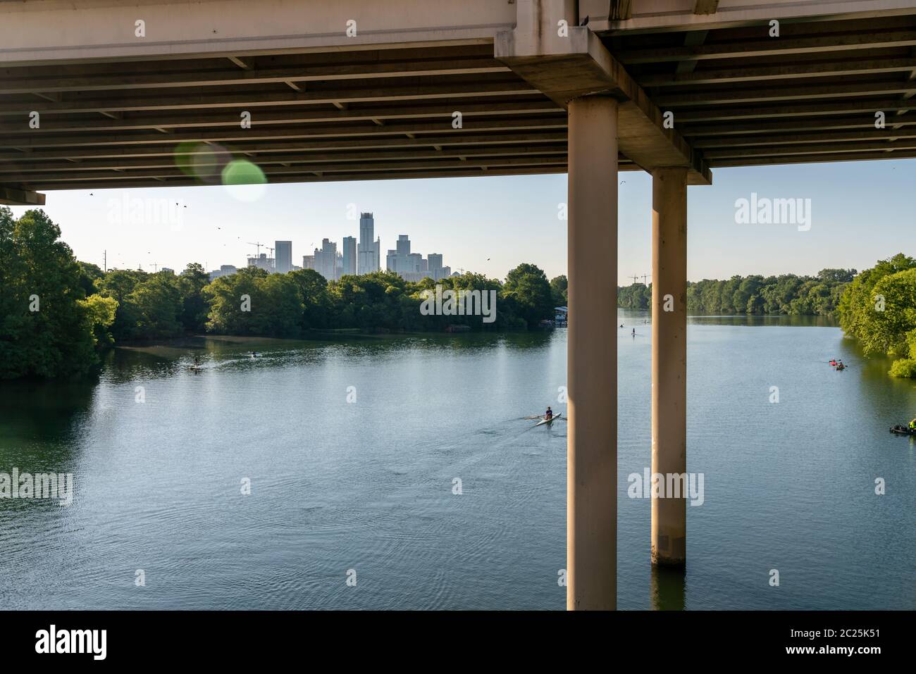 View of the Austin Downtown Skyline from Under a Highway Bridge Stock ...