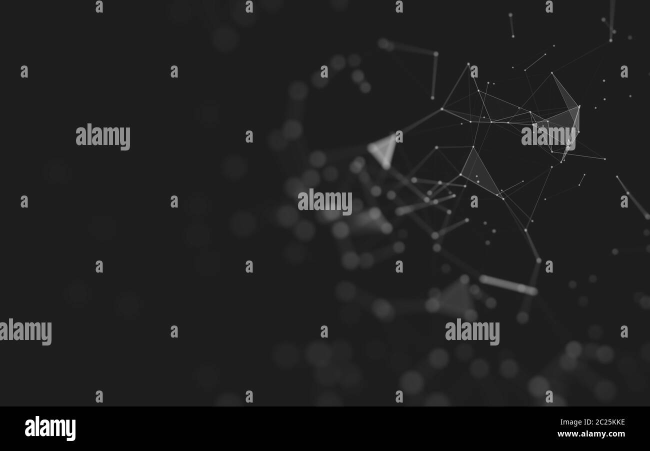Abstract background. Molecules technology with polygonal shapes, connecting dots and lines. Connection structure. Big data visualization. Stock Photo