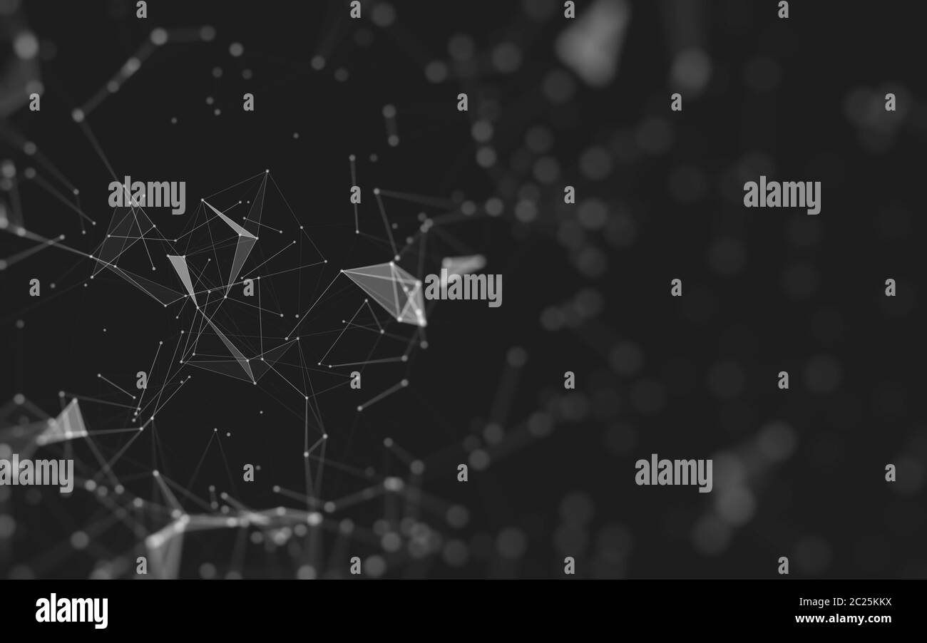 Abstract background. Molecules technology with polygonal shapes, connecting dots and lines. Connection structure. Big data visualization. Stock Photo