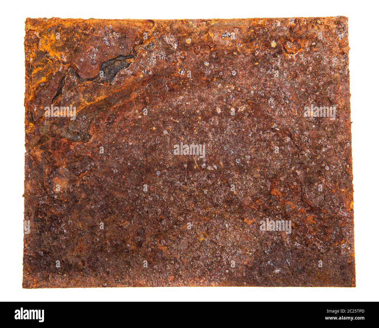 square sheet of iron covered with rust. Stock Photo