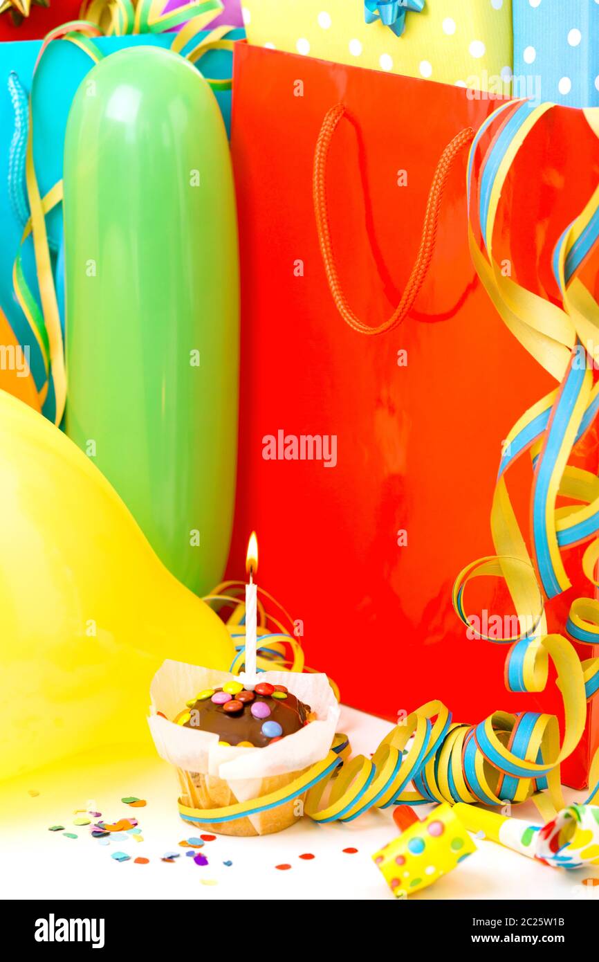 Colorful birthday gift boxes isolated on white background. Birthday