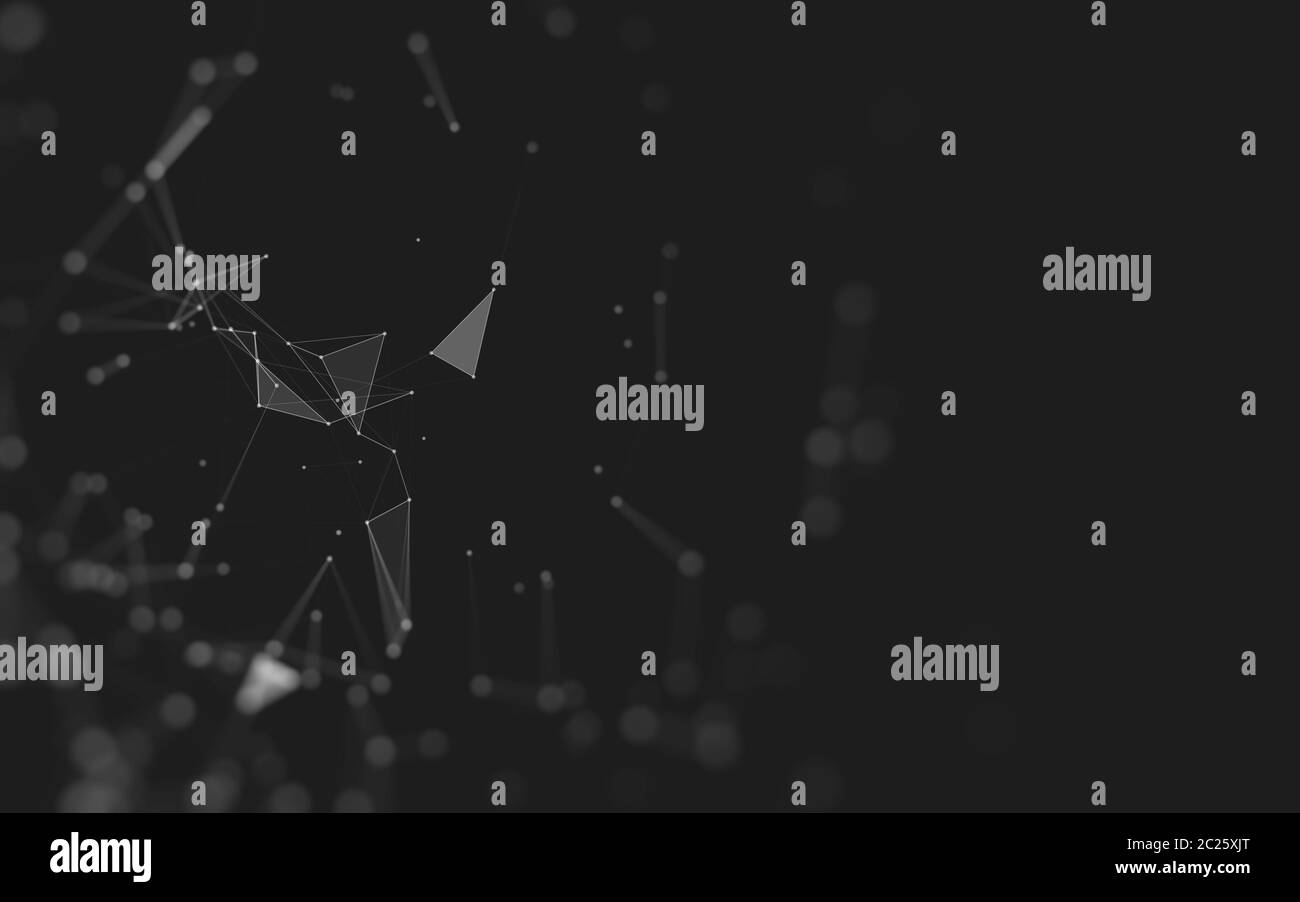 Abstract background. Molecules technology with polygonal shapes, connecting dots and lines. Connection structure. Big data visualization. Stock Photo