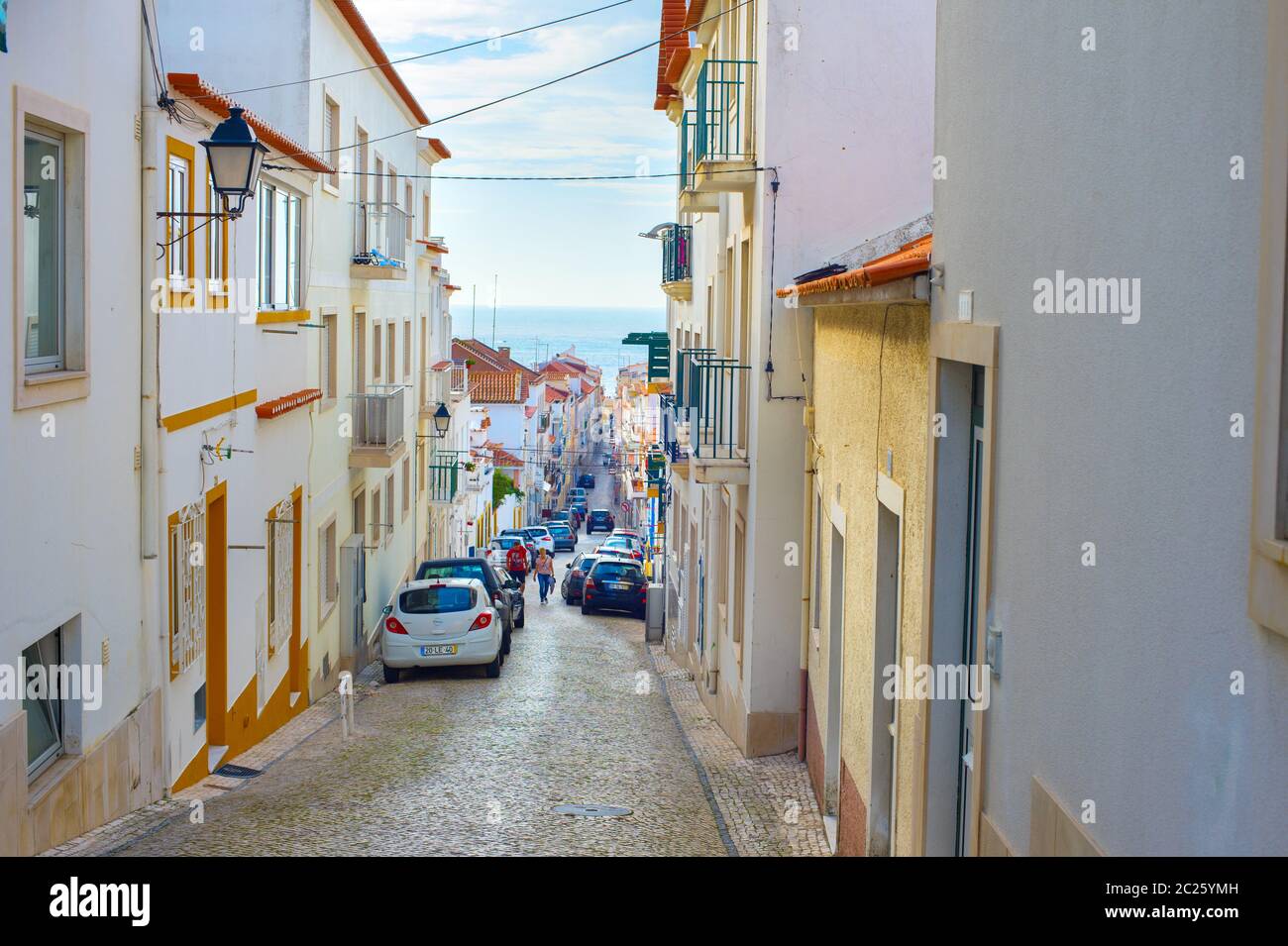 street Nazare Old Town Portugal Stock Photo