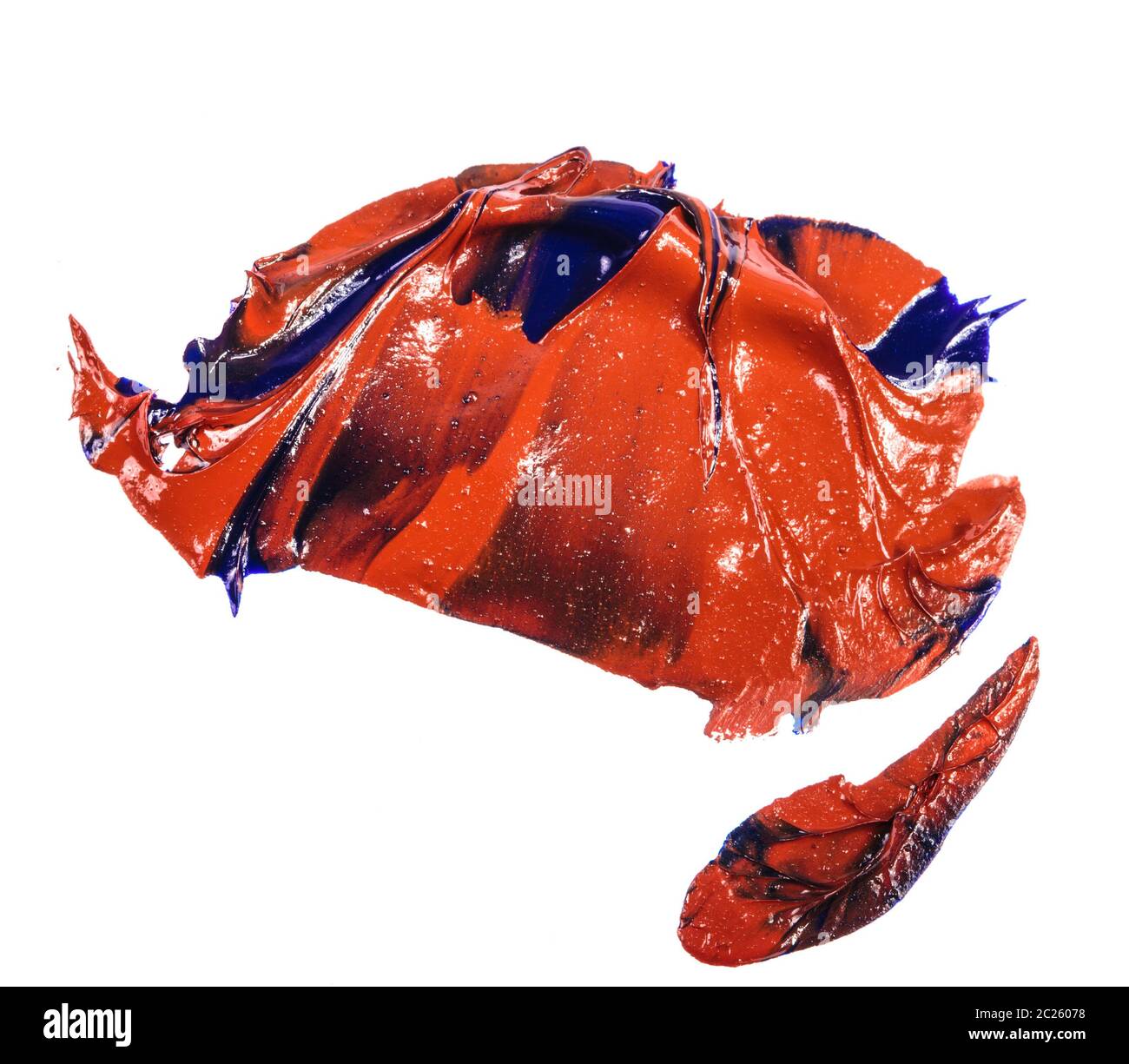 stain of blue and red oil paint. smear on white Stock Photo - Alamy