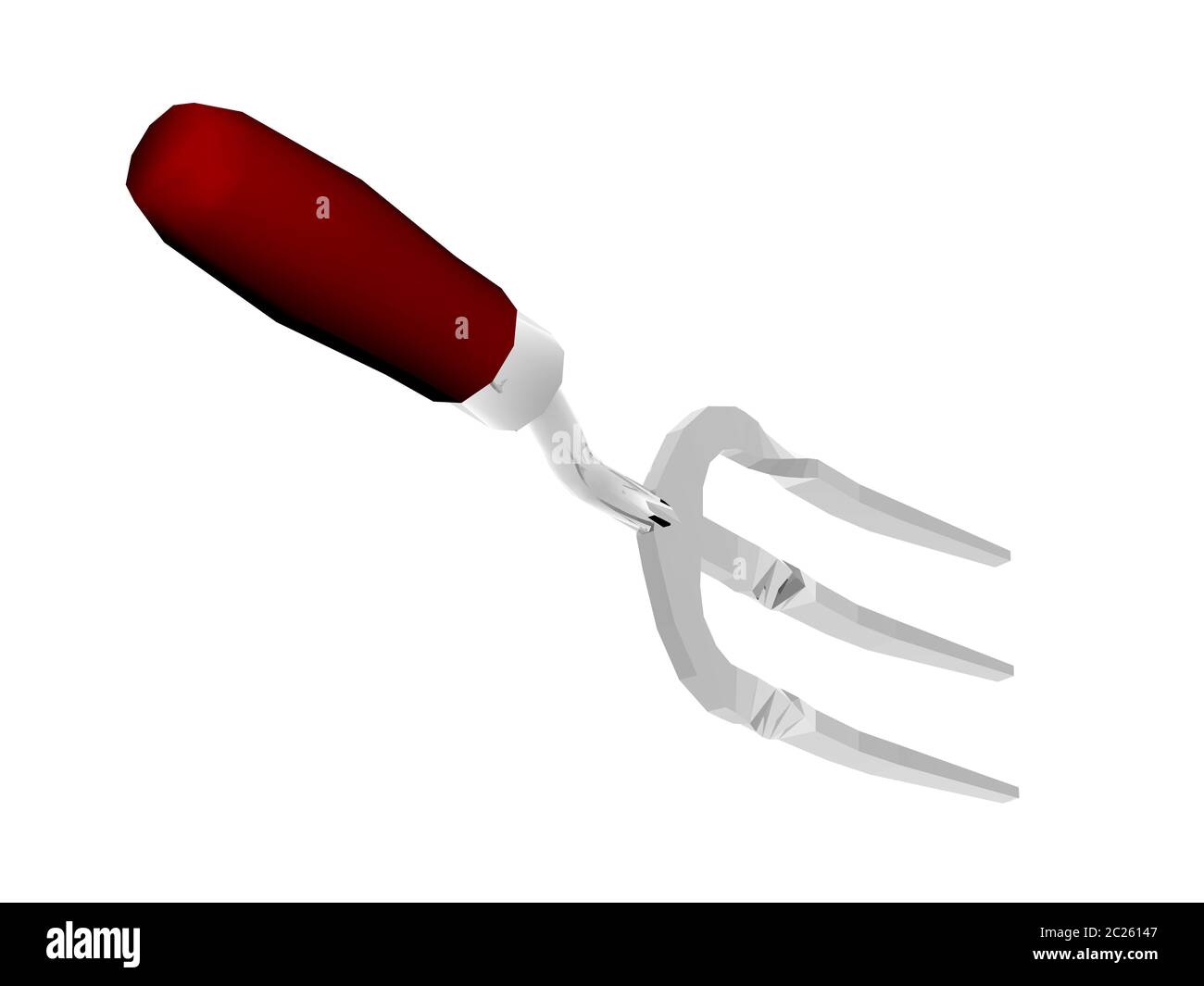 small garden claw with wooden handle 3D rendering Stock Photo - Alamy