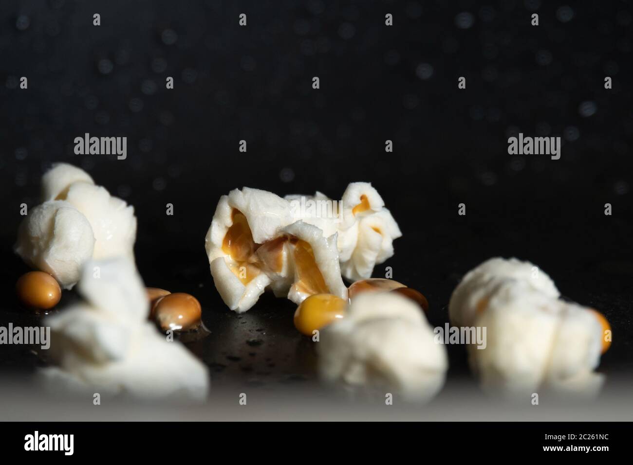 popcorn in a pan detail close up Stock Photo