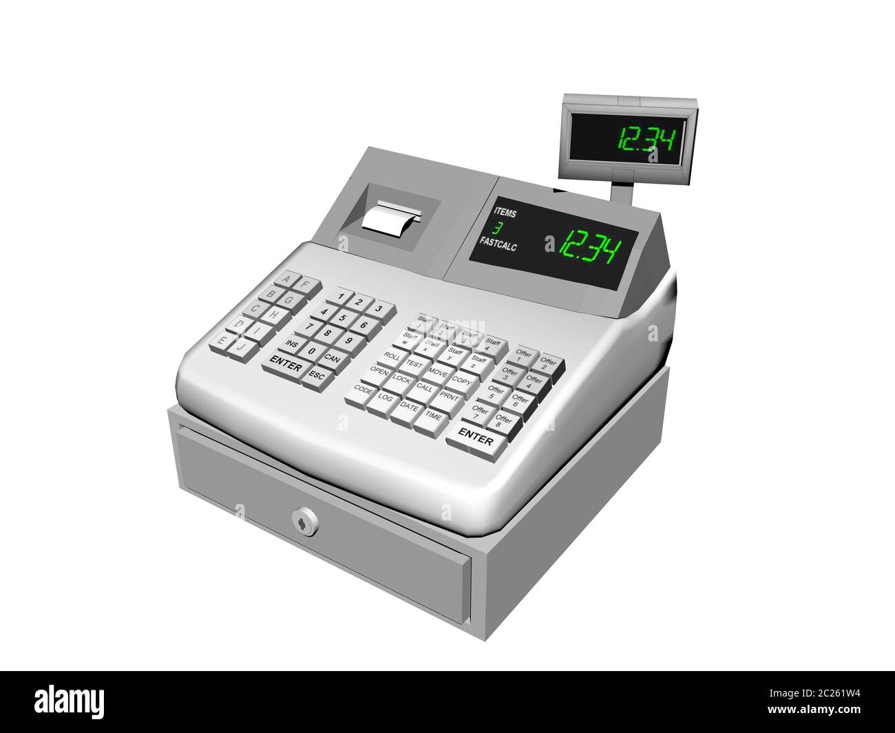 Cash register in the supermarket 3D rendering Stock Photo - Alamy