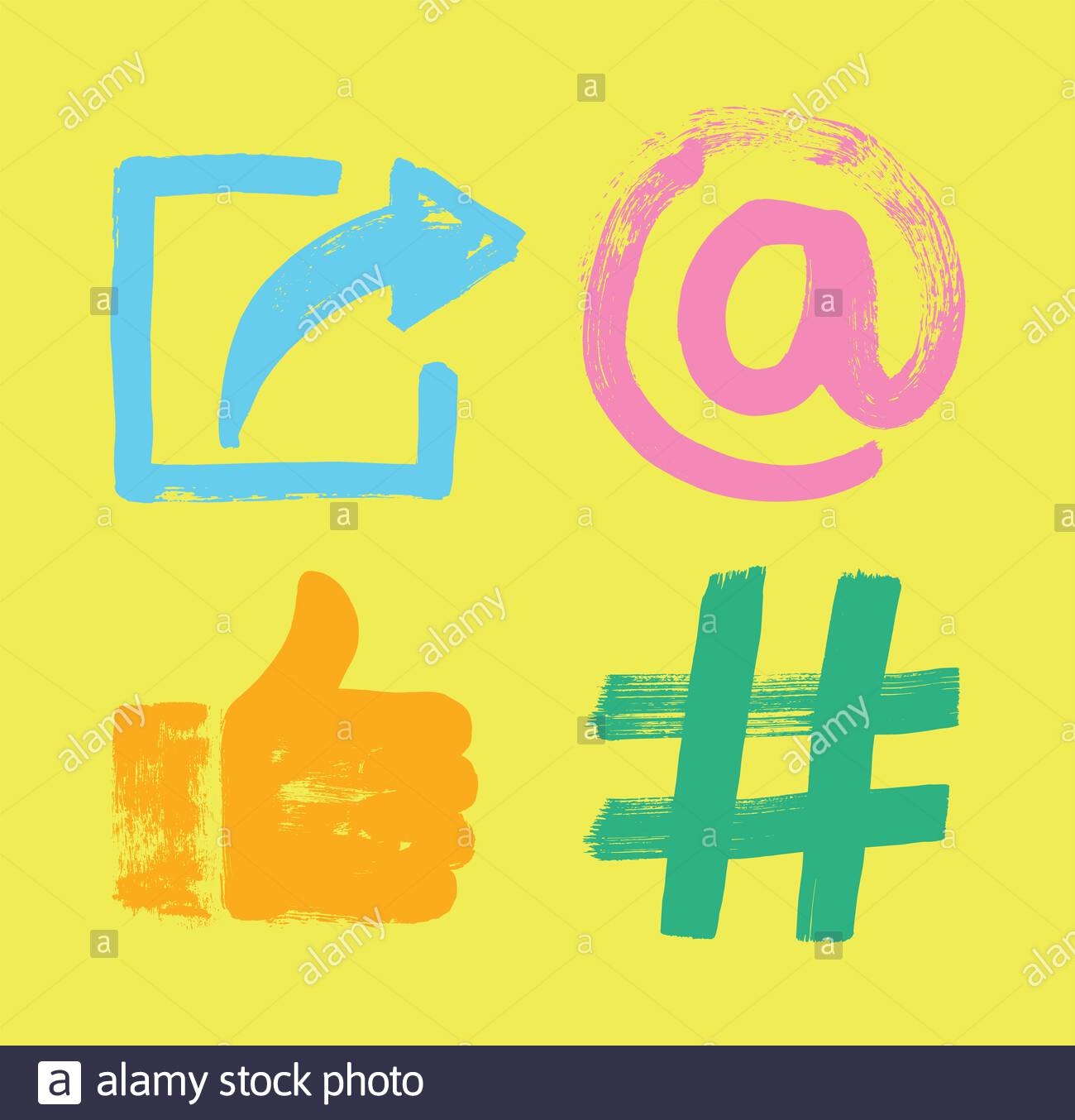 Sharing Symbol At Sign Hand Icon And Hash Tag Grunge Texture