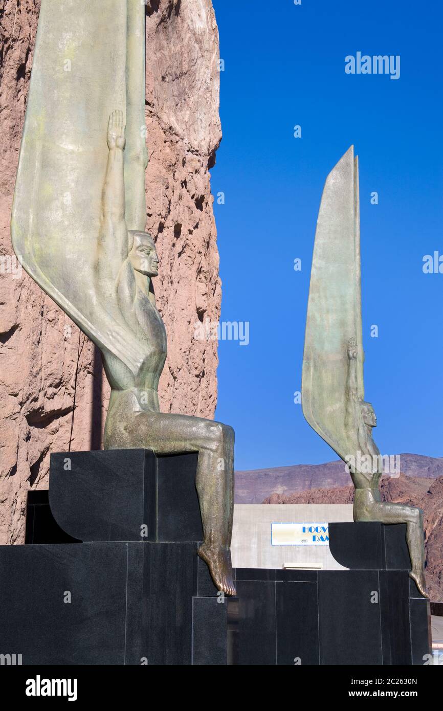 Winged sculpture at the Hoover Dam, Boulder, Nevada, USA, North America