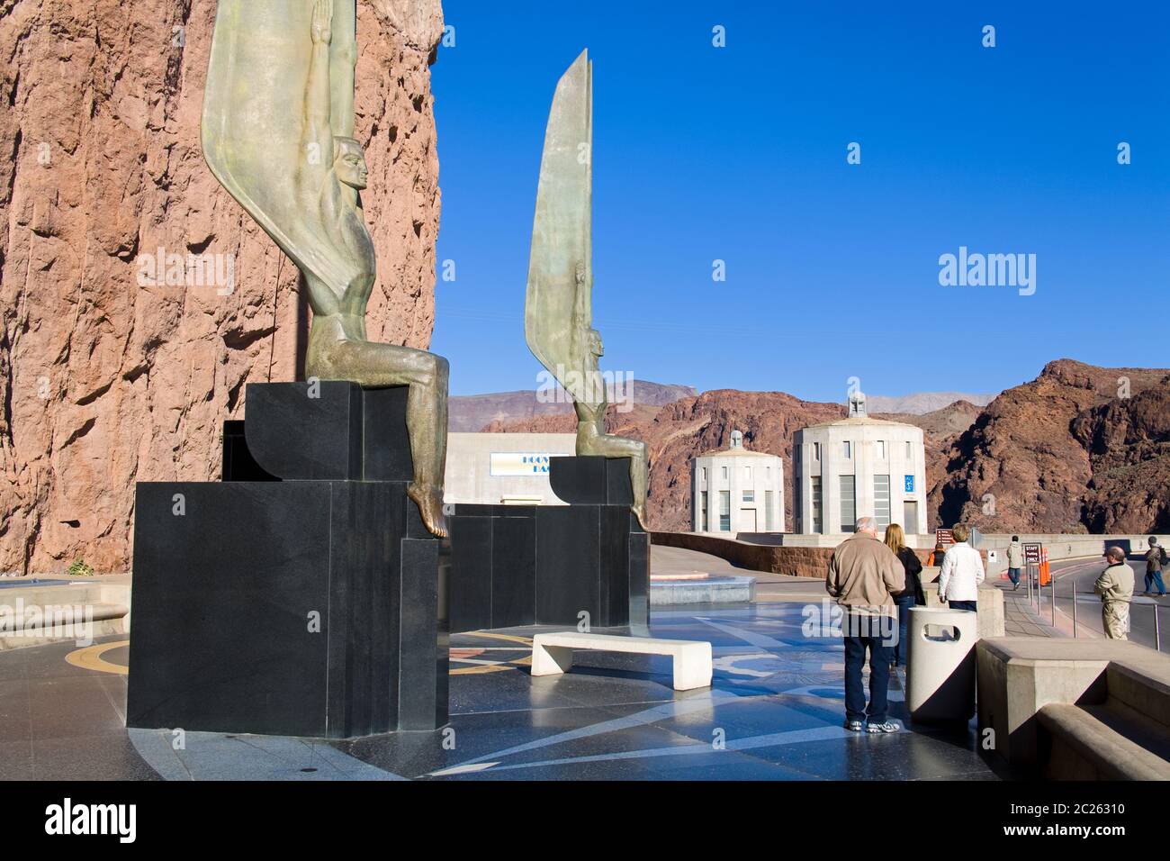 Winged sculpture at the Hoover Dam, Boulder, Nevada, USA, North America