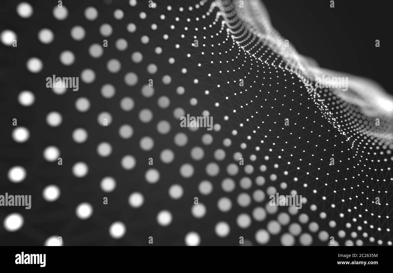 Abstract background. Molecules technology with polygonal shapes, connecting dots and lines. Connection structure. Big data visualization. Stock Photo