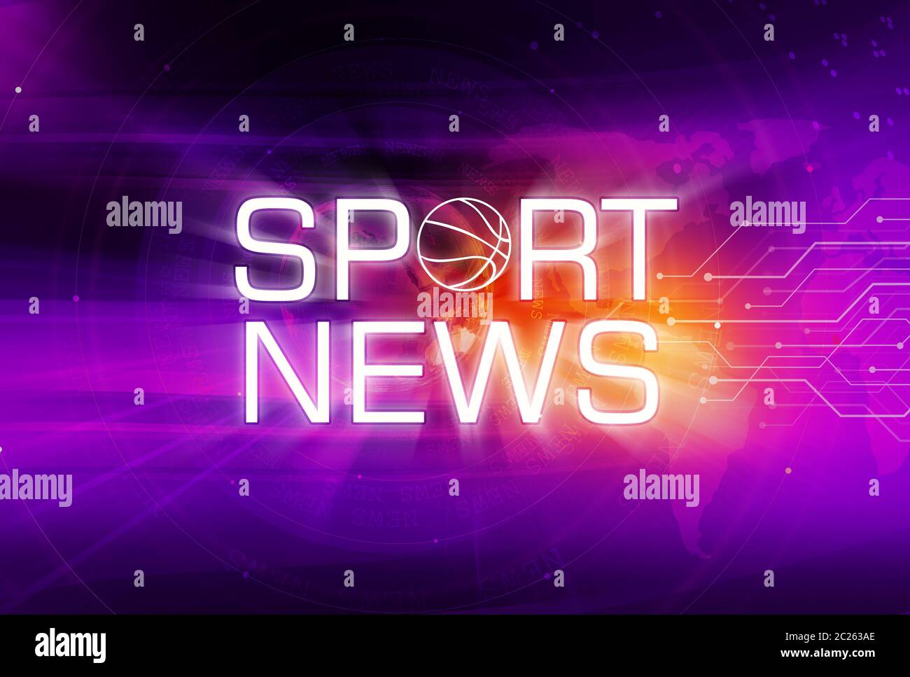 Graphical Sport News Background with Text and Circuit Lines. 3d