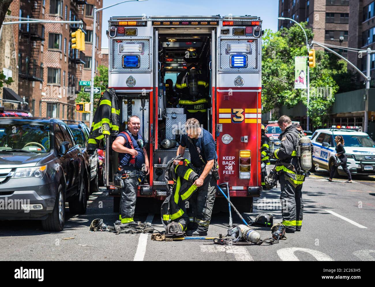 Bronx, United States. 16th June, 2020. NYC Fire fighters battle a 2