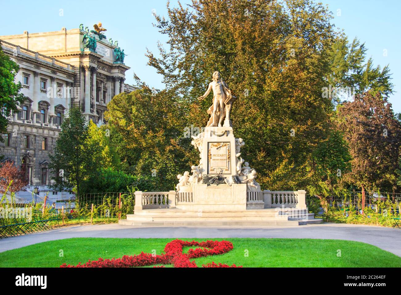 Monument to Mozart in Burggarten (Imperial Garden) in Vienna, Austria Stock Photo