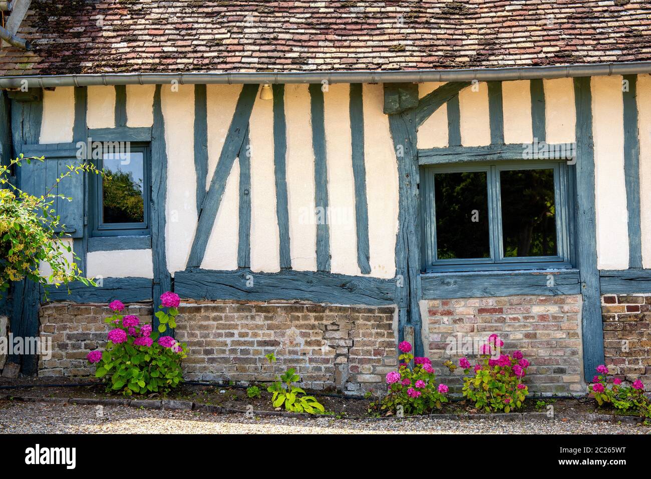Normandy French house. View of a typical french Normand house Stock
