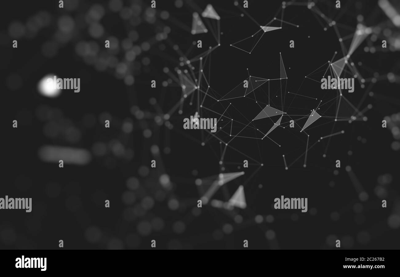 Abstract background. Molecules technology with polygonal shapes, connecting dots and lines. Connection structure. Big data visualization. Stock Photo