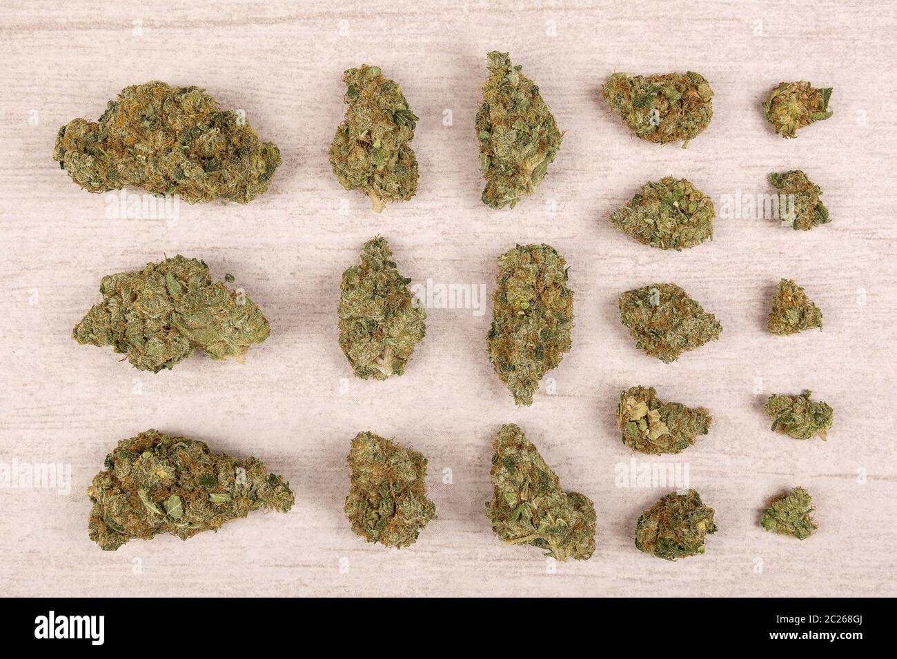 Cannabis buds from above. Stock Photo