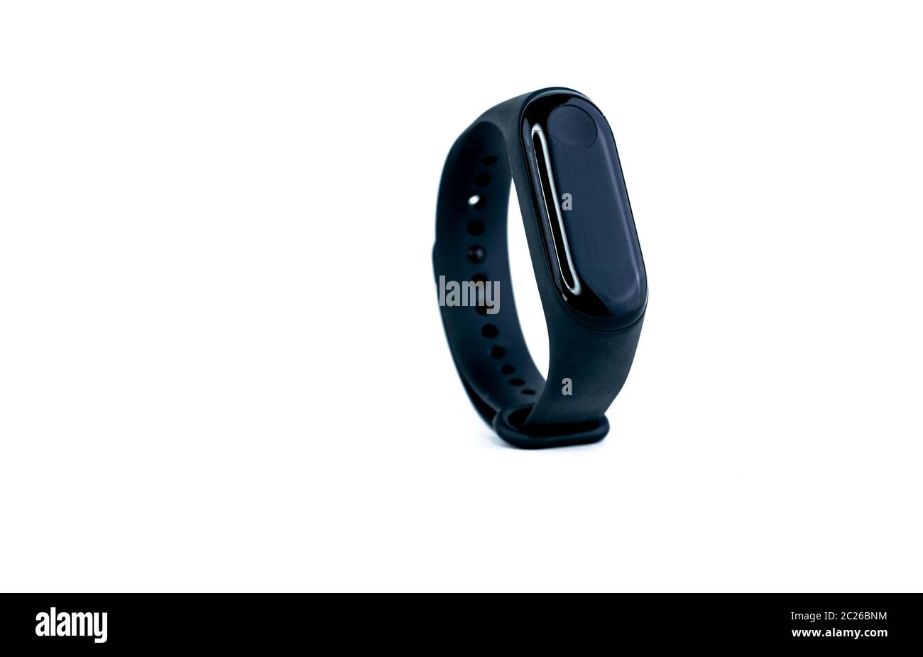 Smart band. Fitness device. Activity or fitness tracker. Smart watch connected device. Sleep tracker. Wristband for Medical and insurance providers. Heart rate monitor bracelet. Wearable computer. Stock Photo