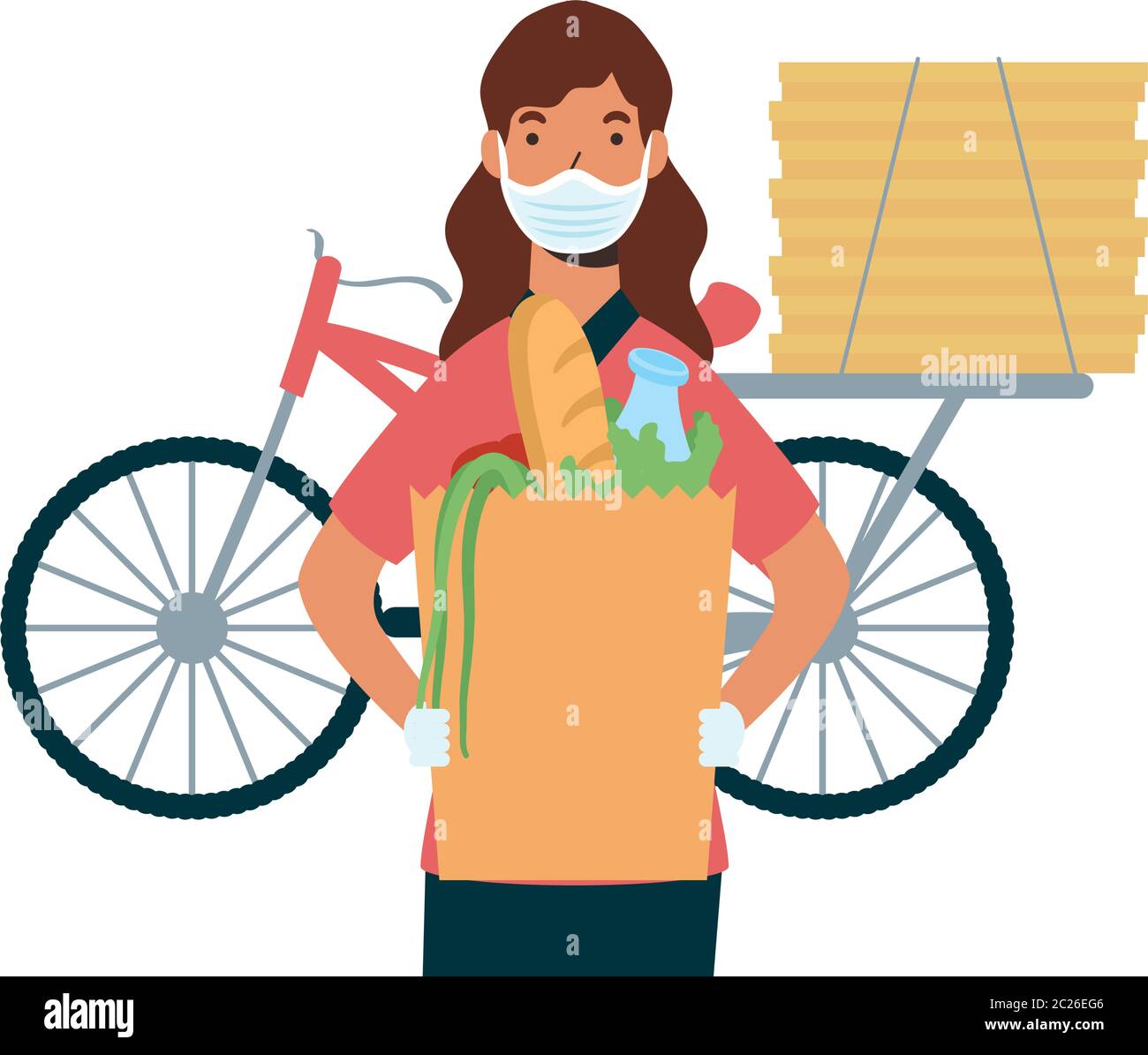 bicycle delivery courier using mask vector illustration Stock Vector Image  & Art - Alamy