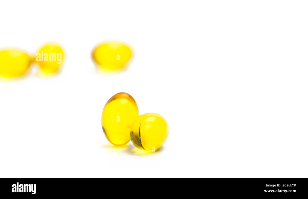 Pile of cod liver oil isolated on white background. Source of Omega3