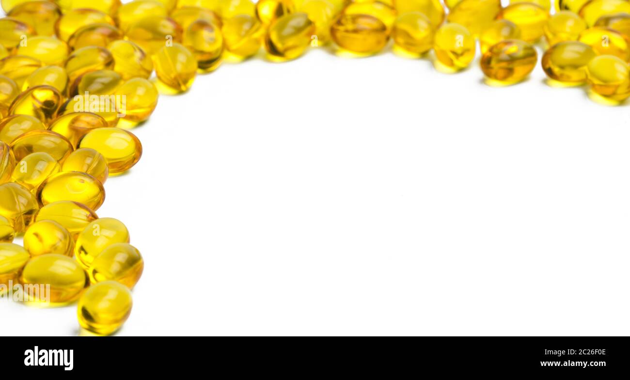 Pile of cod liver oil isolated on white background. Source of Omega3