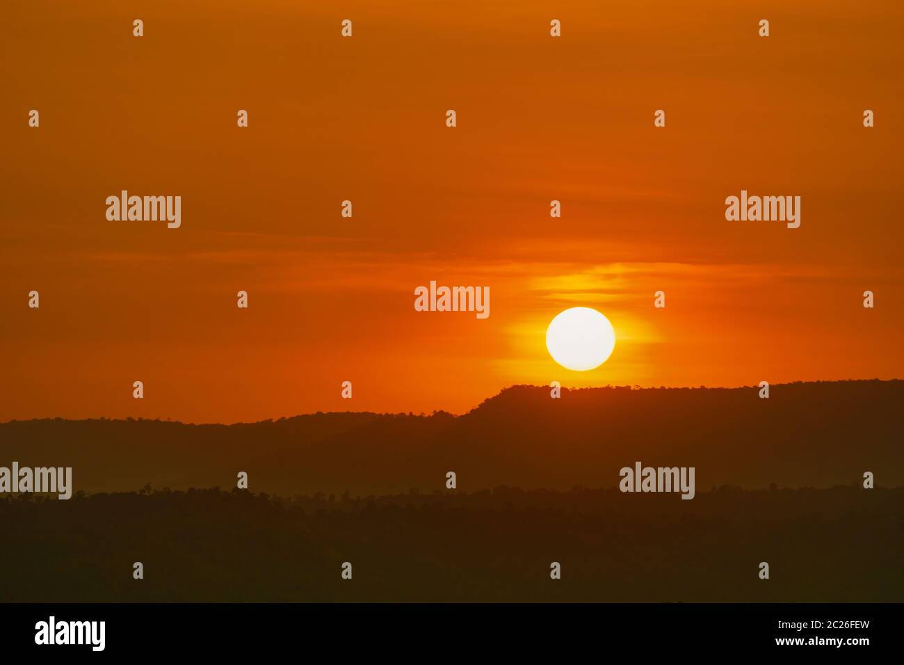 Beautiful nature landscape of mountain with sunset sky and clouds ...