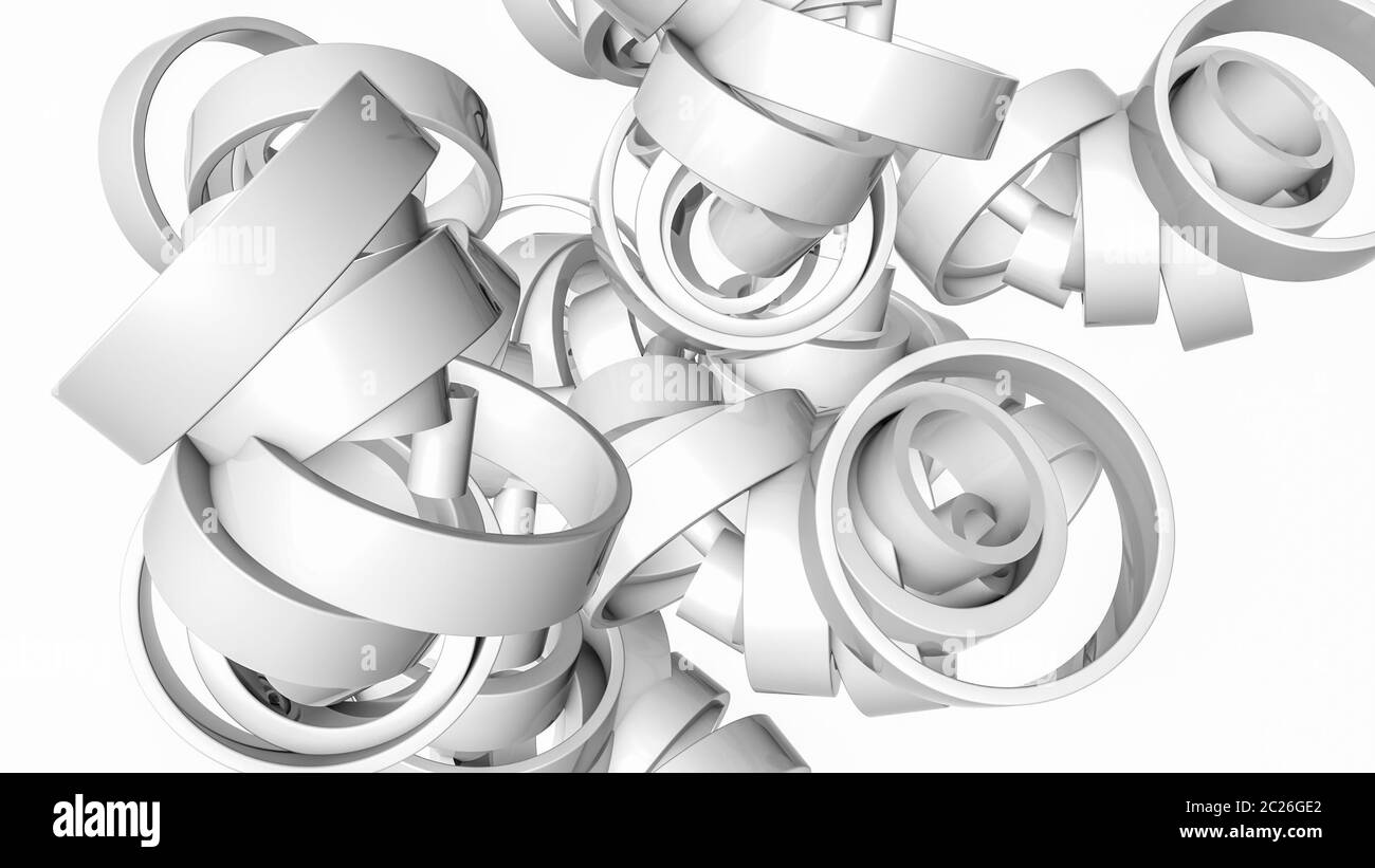 Three Dimensional Rings Geometry Abstract coloured reflections Black and White Stock Photos & Images - Alamy