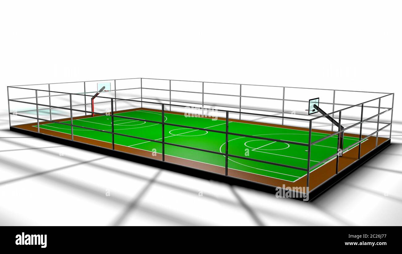 Basketball Court Rendering Three-dimensional basketball court. 3d render Stock Photo - Alamy