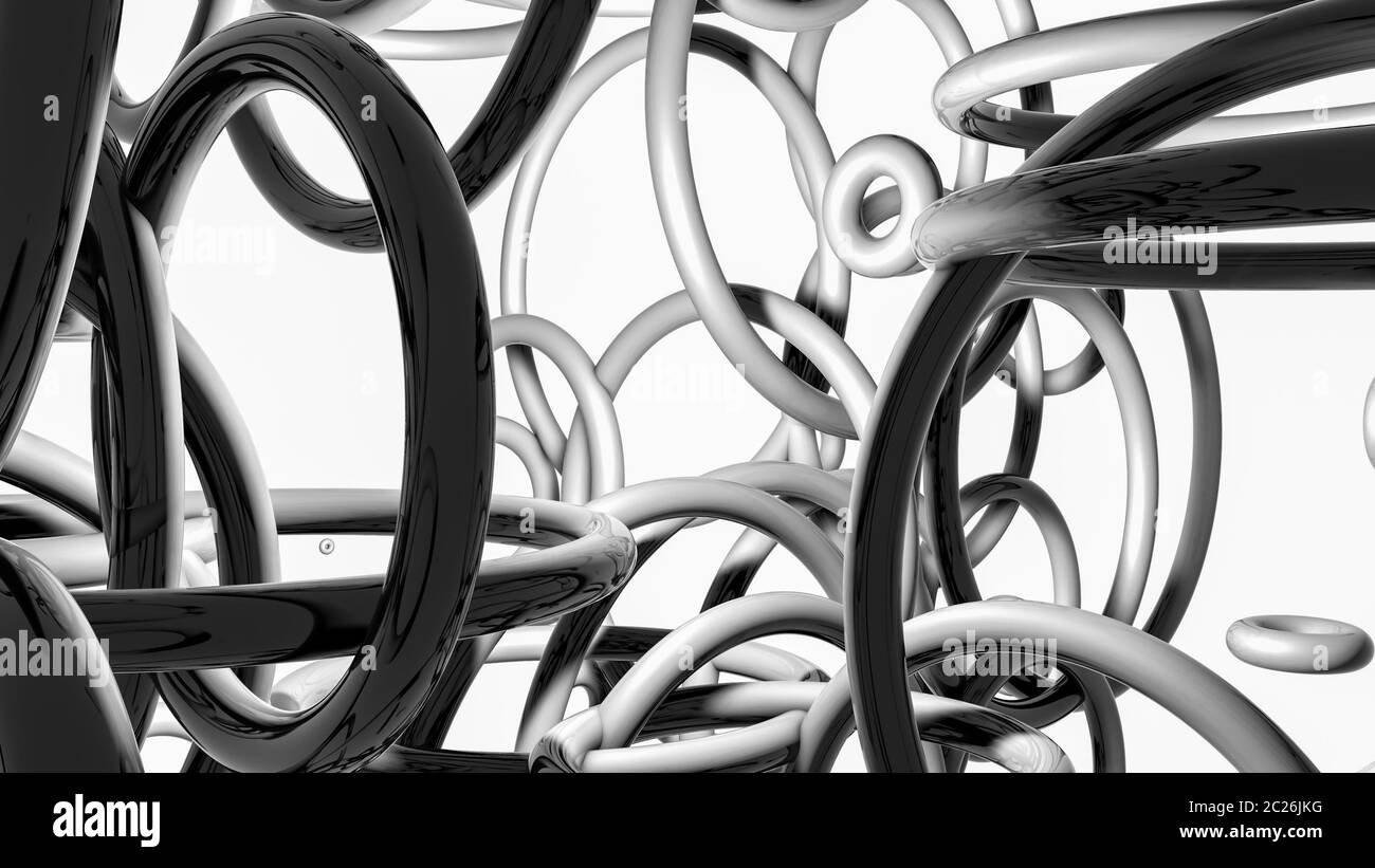 Three Dimensional Rings Geometry 3d render illustration round hi-res stock photography and images - Alamy