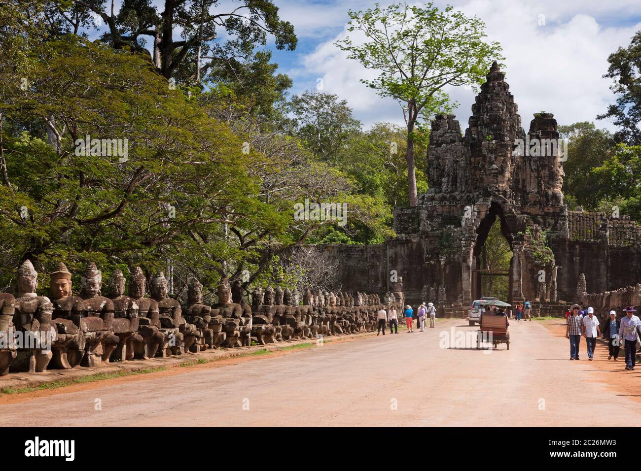 Angkor Thom, Tonle Om Gate(South Gate of Angkor Thom), Ancient capital of Khmer Empire, Siem Reap, Cambodia, Southeast Asia, Asia Stock Photo