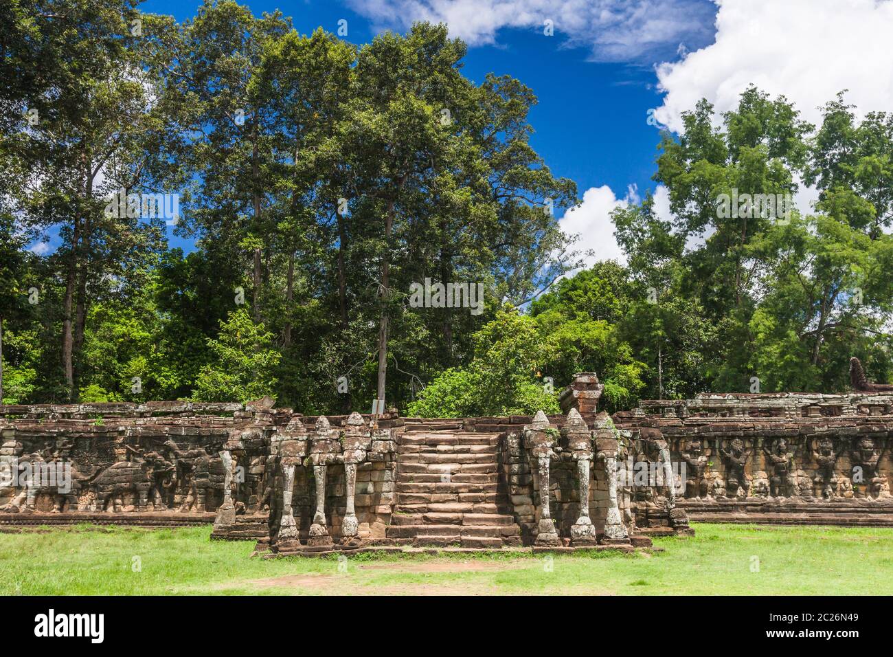 Angkor Thom, Terrace of the Elephants, Ancient capital of Khmer Empire, Siem Reap, Cambodia, Southeast Asia, Asia Stock Photo