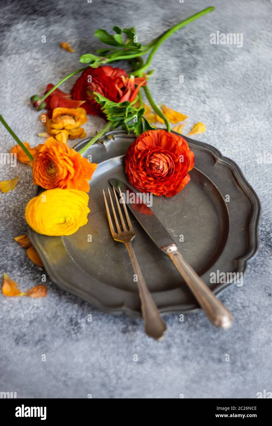 Rustic table setting Stock Photo - Alamy