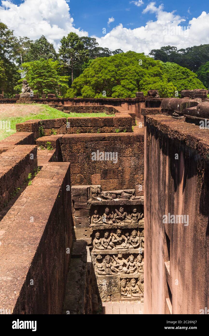 Angkor Thom, Terrace of The Leper King(Preah Ponlea Sdach Komlong), Ancient capital of Khmer Empire, Siem Reap, Cambodia, Southeast Asia, Asia Stock Photo