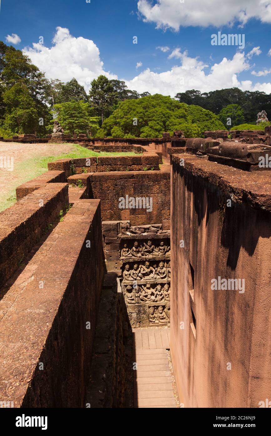Angkor Thom, Terrace of The Leper King(Preah Ponlea Sdach Komlong), Ancient capital of Khmer Empire, Siem Reap, Cambodia, Southeast Asia, Asia Stock Photo