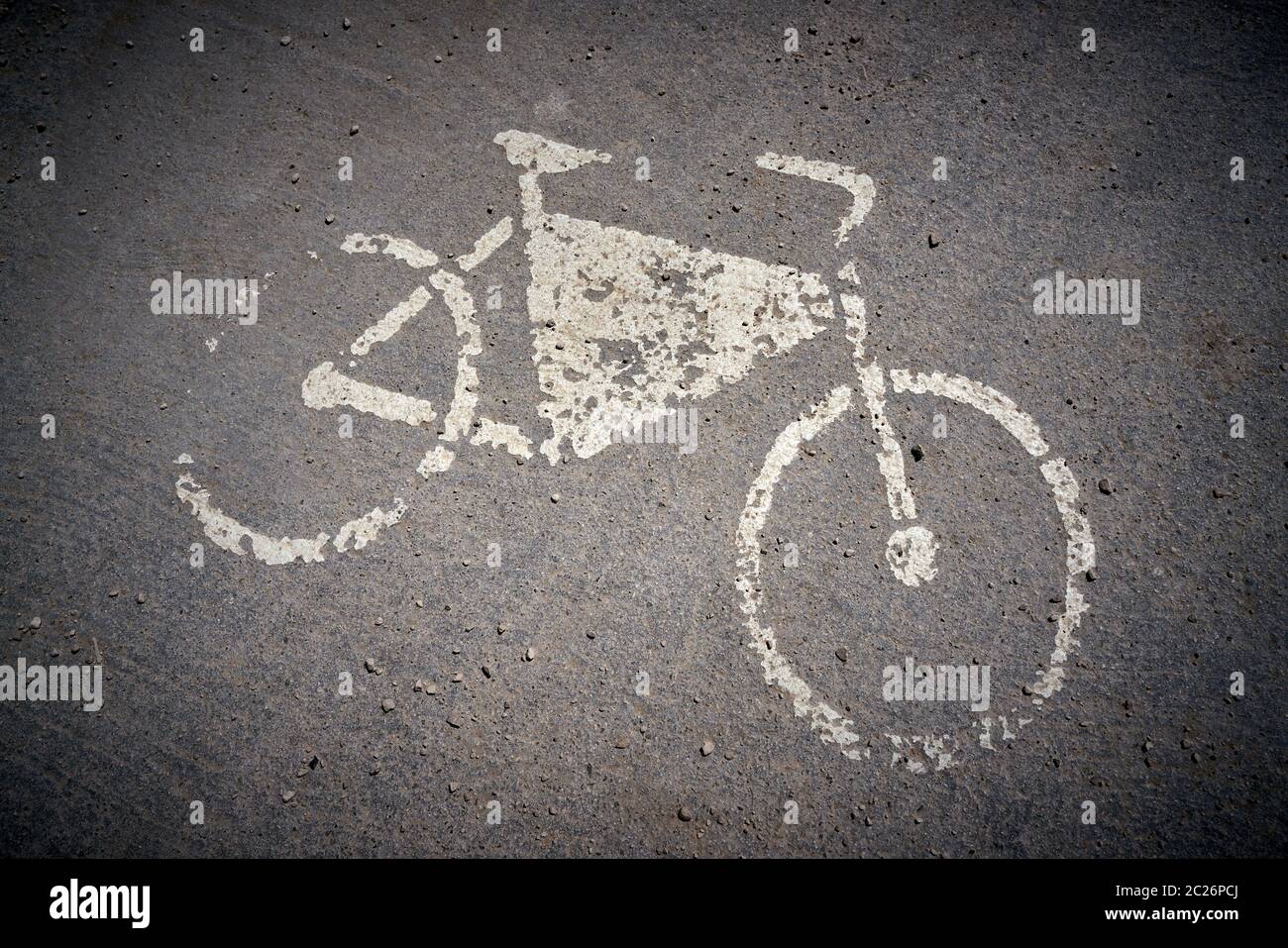 Reference to a bicycle lane in the city Porec in Croatia Stock Photo