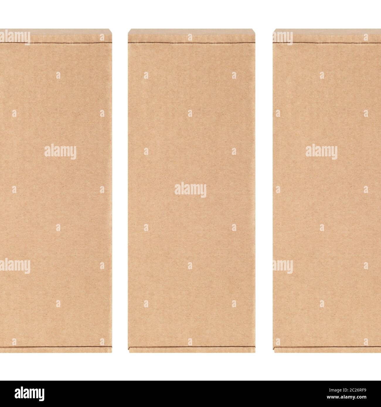 Paper Box Rows Cardboard boxes arranged in a row. Isolated on a white background Stock ...