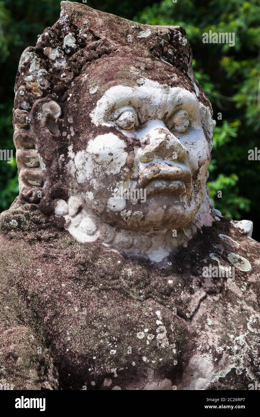 Guardian statue of Preah Khan Temple, Buddhist and Hindu temple, Ancient capital of Khmer Empire, Siem Reap, Cambodia, Southeast Asia, Asia Stock Photo