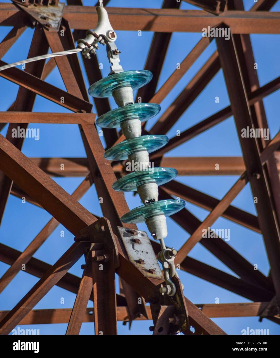 Glass prefabricated high voltage insulators on poles high-voltage power ...
