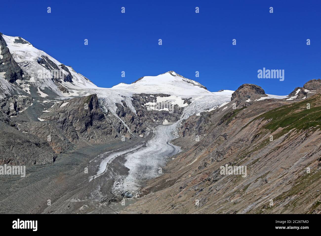 Johannisberg 3460 m and Glacier Pasterze at the Grossglockner Stock Photo