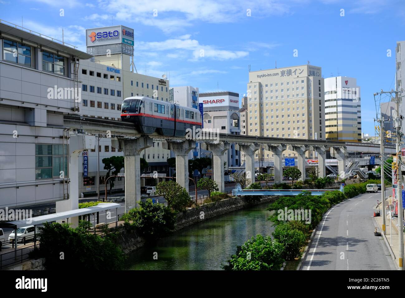 Okinawa Japan - elevated railway station Stock Photo