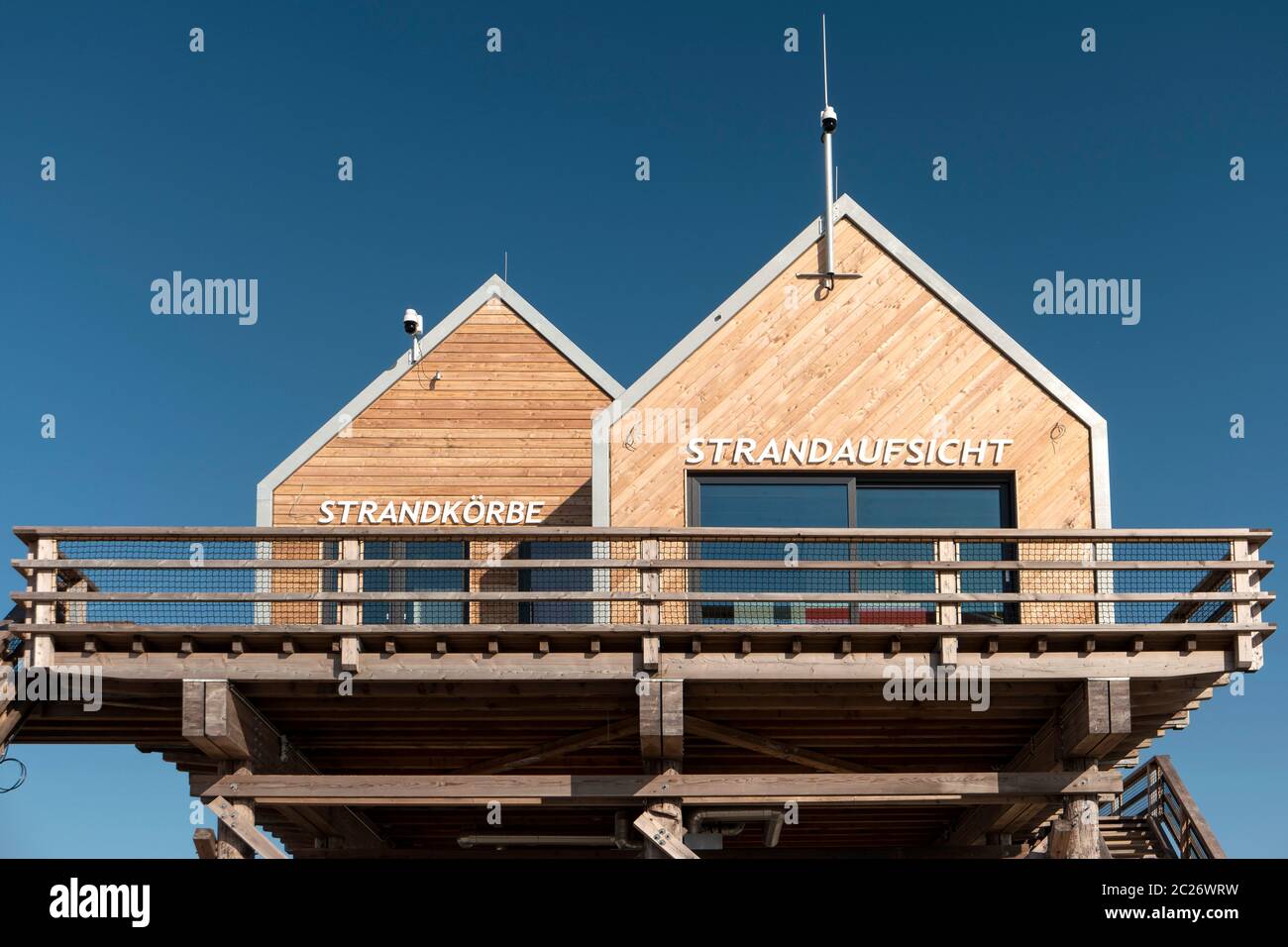 Characteristic Stilt House on the Beach of Sankt Peter-Ording in Germany Stock Photo