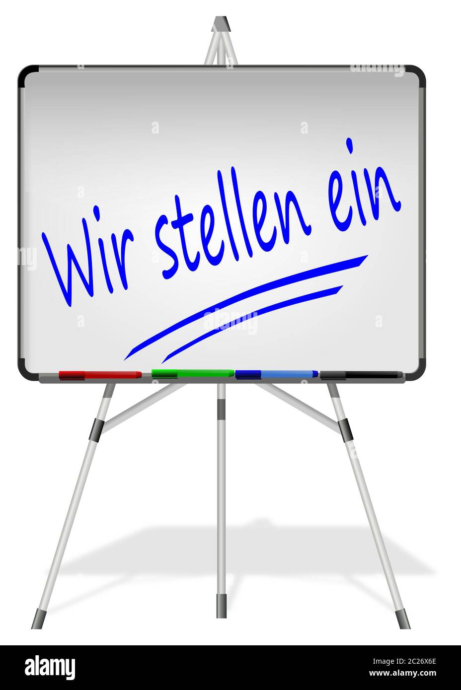Whiteboard with We are hiring â€“in german - 3D illustration Stock Photo